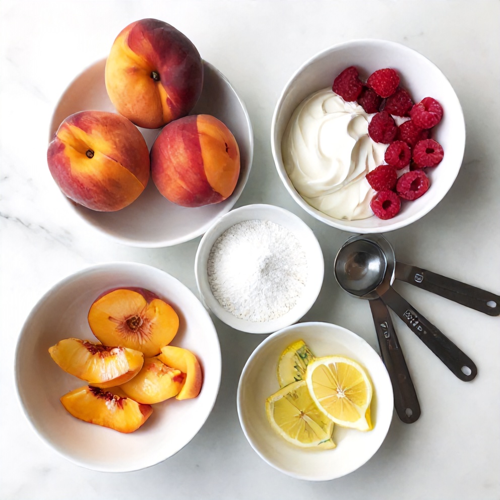 Raw Ingredients for Peach Melba Parfait
