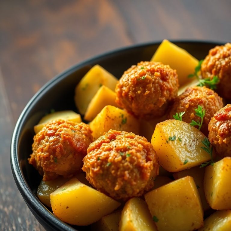 Garlic Butter One-Pan Meatballs and Potatoes
