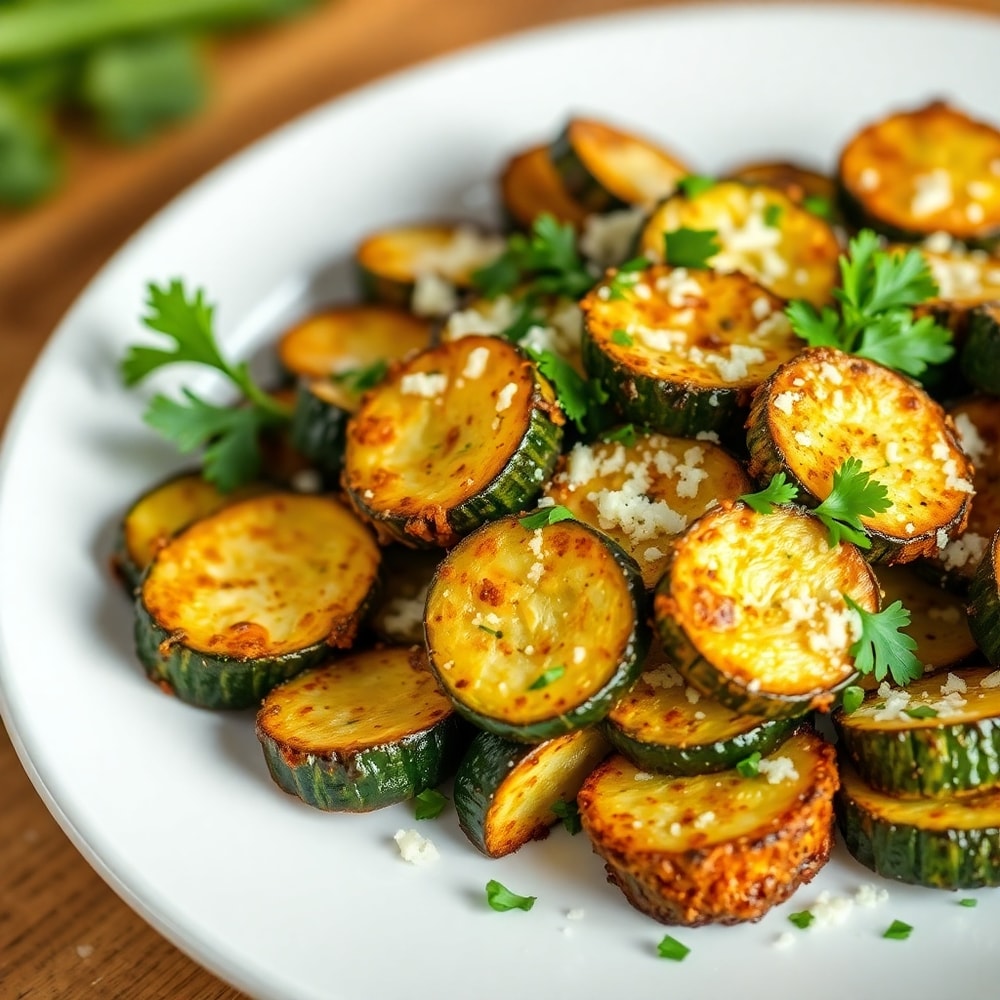 Plated Garlic Parmesan Roasted Zucchini