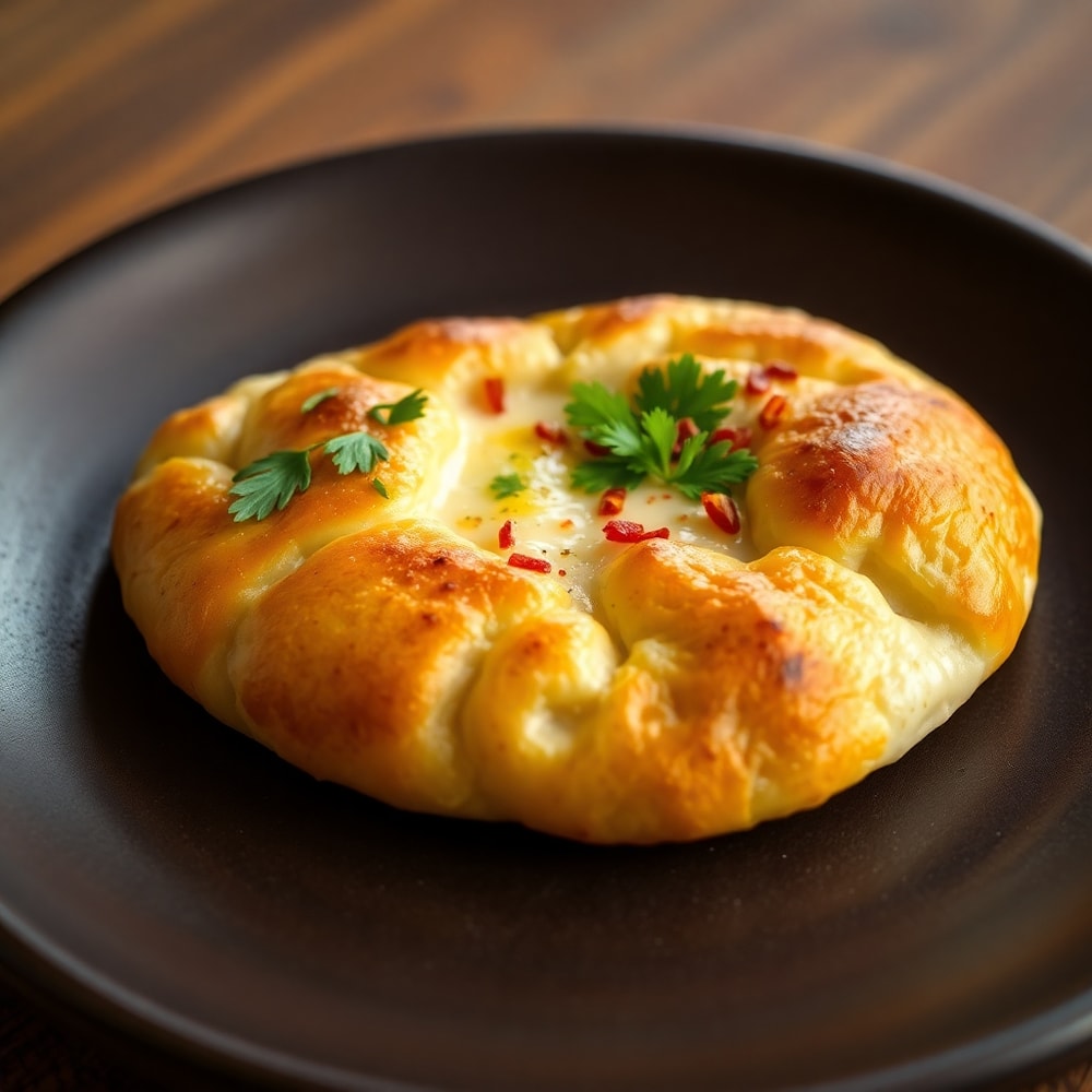 Plated Georgian Khachapuri Cheese Bread