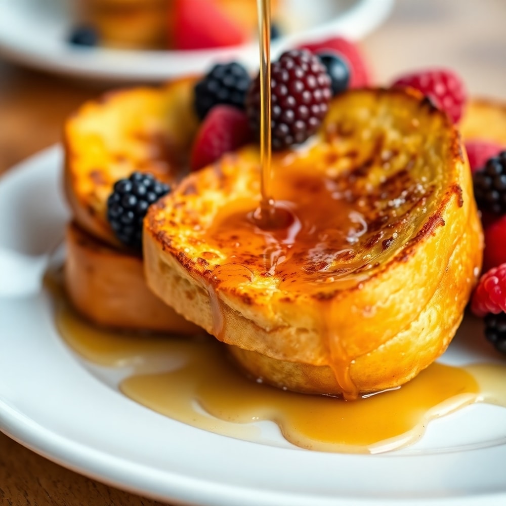 Golden French Toast with maple syrup