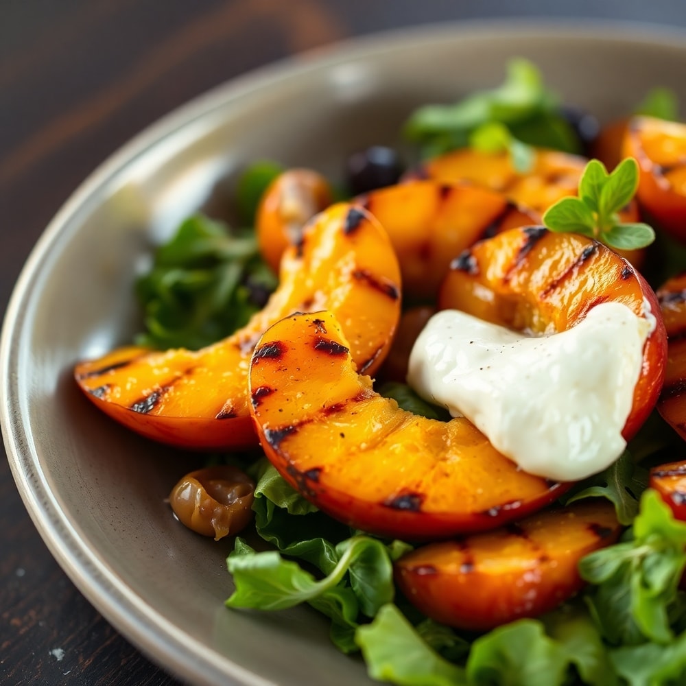 grilled peach burrata salad