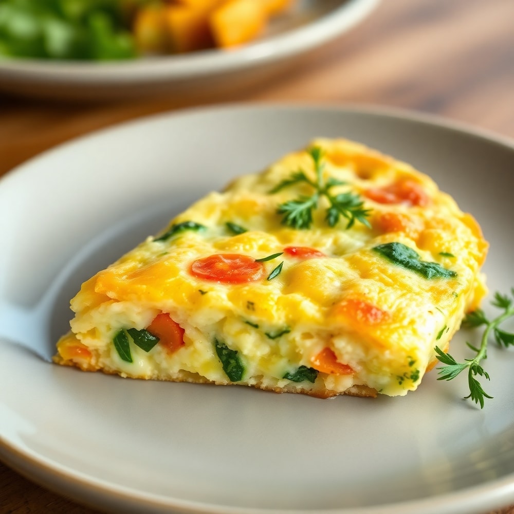 Sliced Egg White Vegetable Frittata on a plate