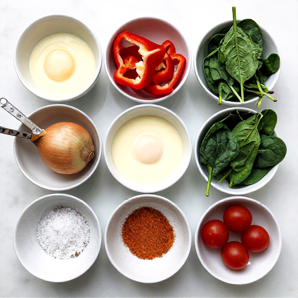 Raw ingredients for Egg White Vegetable Frittata