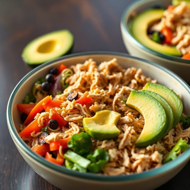 high-protein shredded chicken meal-prep bowls