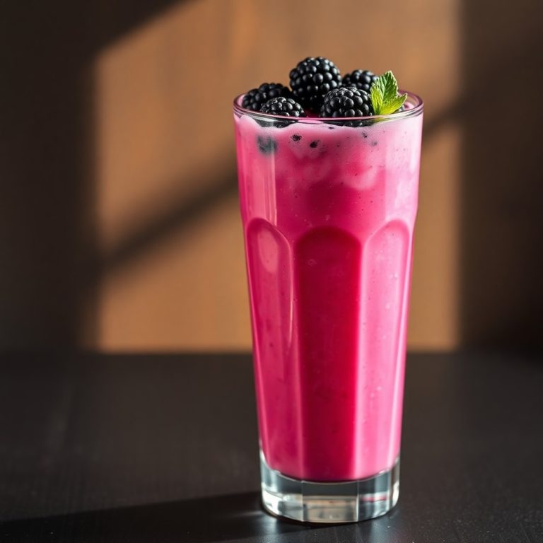 homemade blackberry coconut pink drink