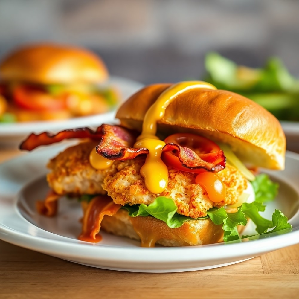 Honey Mustard BLT Chicken Sliders on a plate