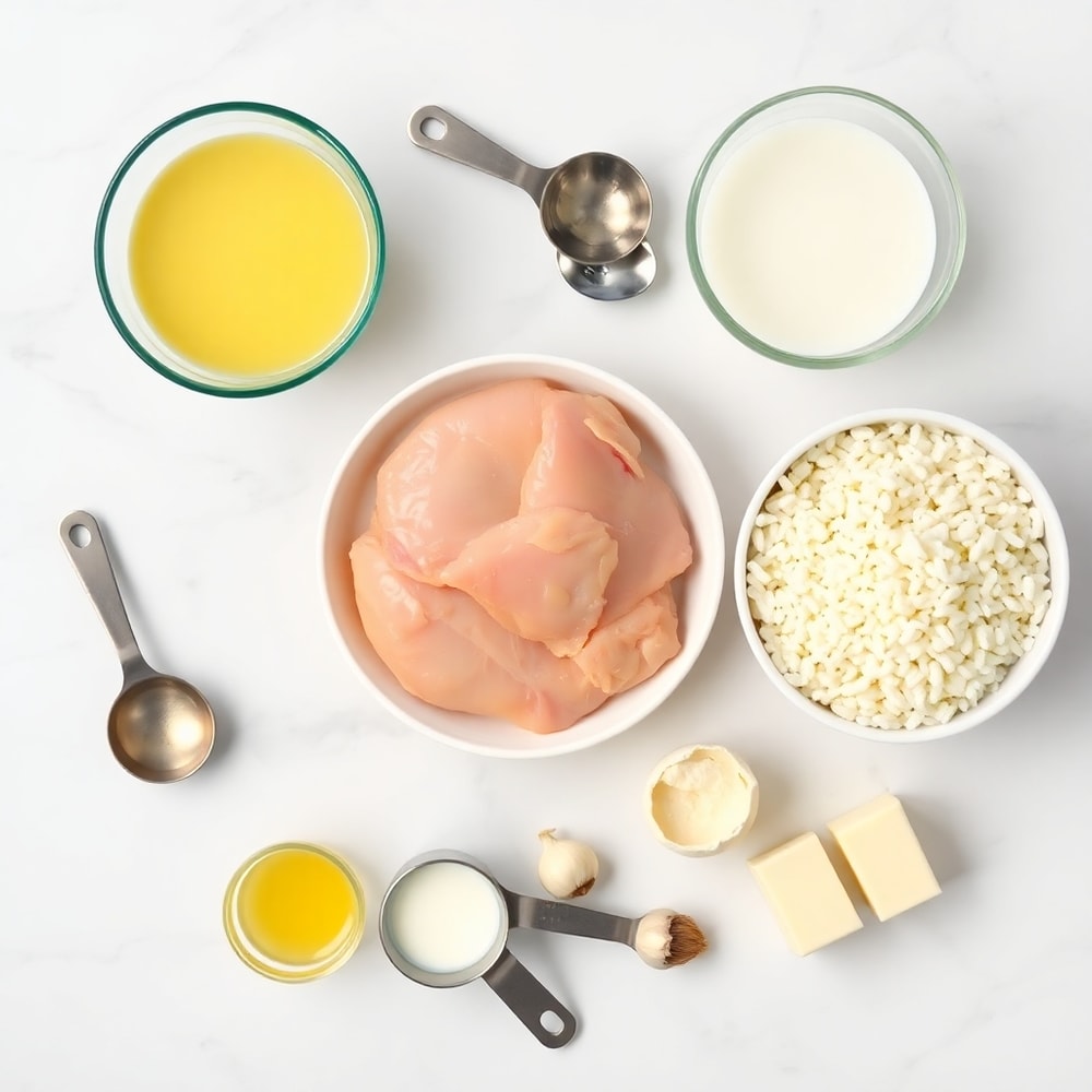 Raw Ingredients for Creamy Smothered Chicken and Rice