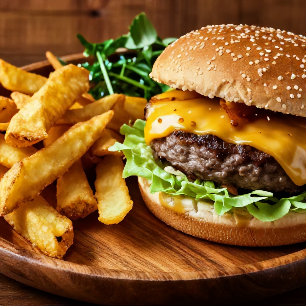 Loaded Burger Bowls plated with garnish