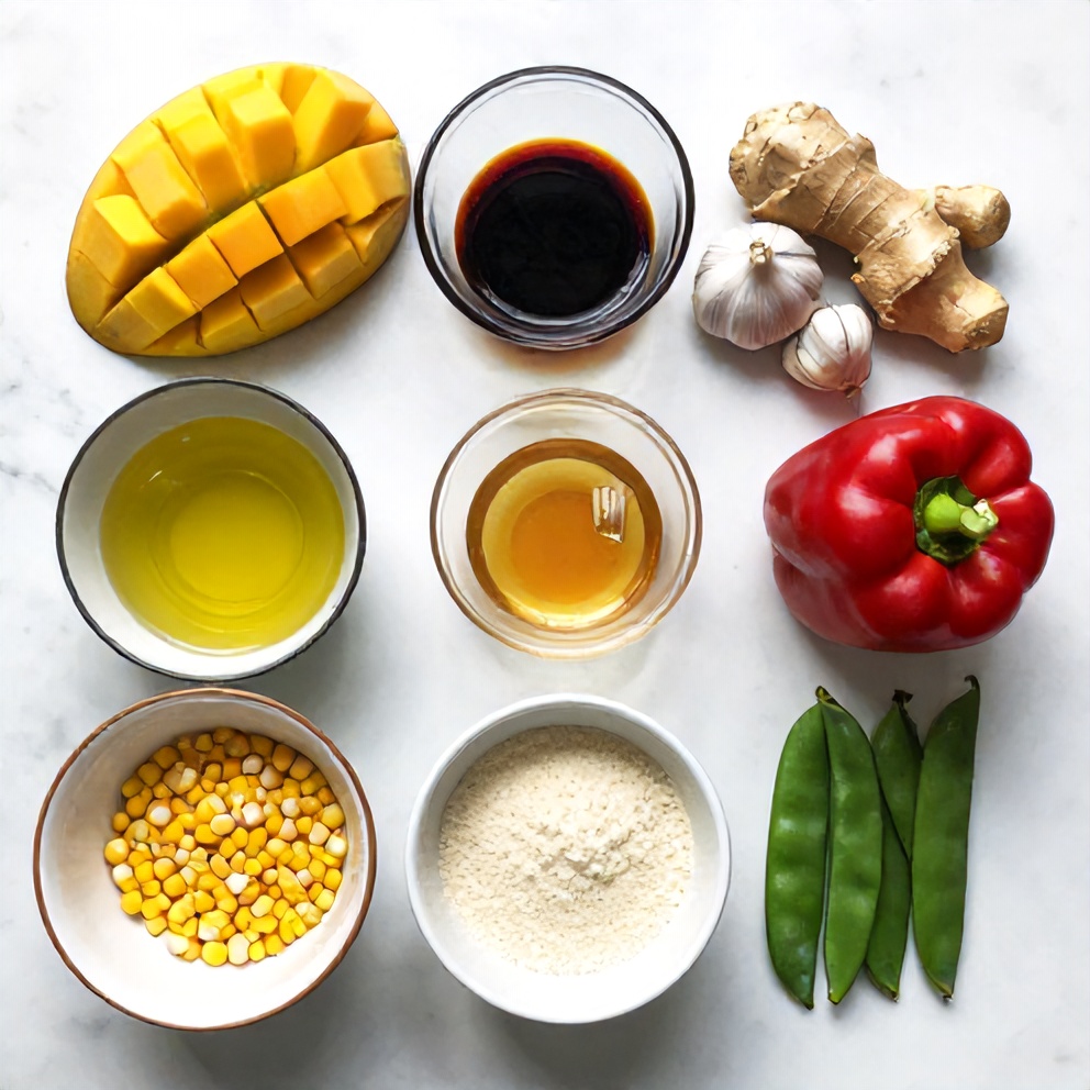 Raw Ingredients for Mango Glazed Chicken Stir-Fry