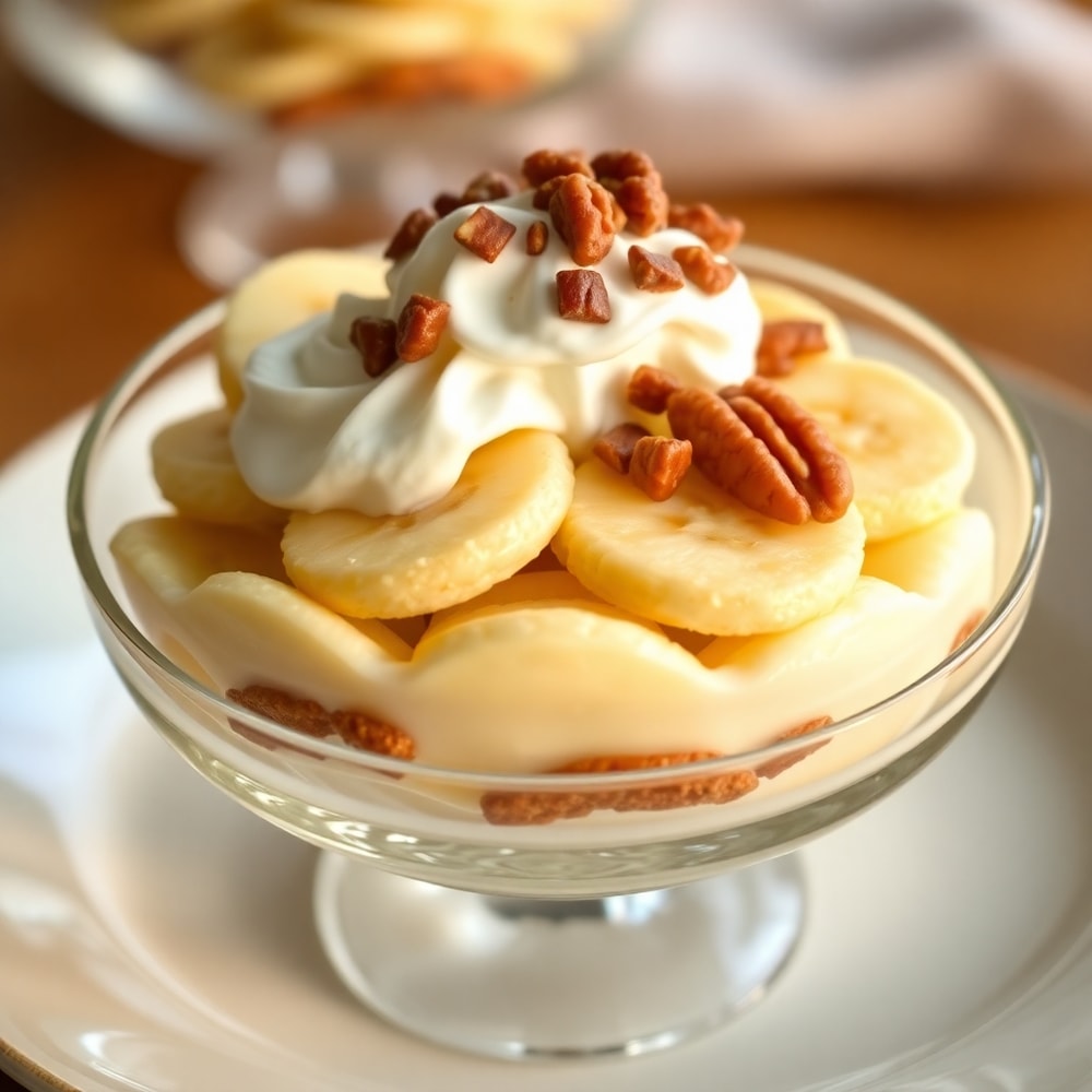 Served No Bake Banana Pudding with Whipped Cream