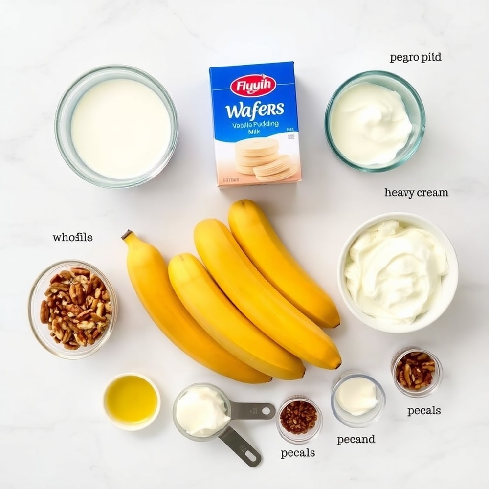 Raw Ingredients for No Bake Banana Pudding