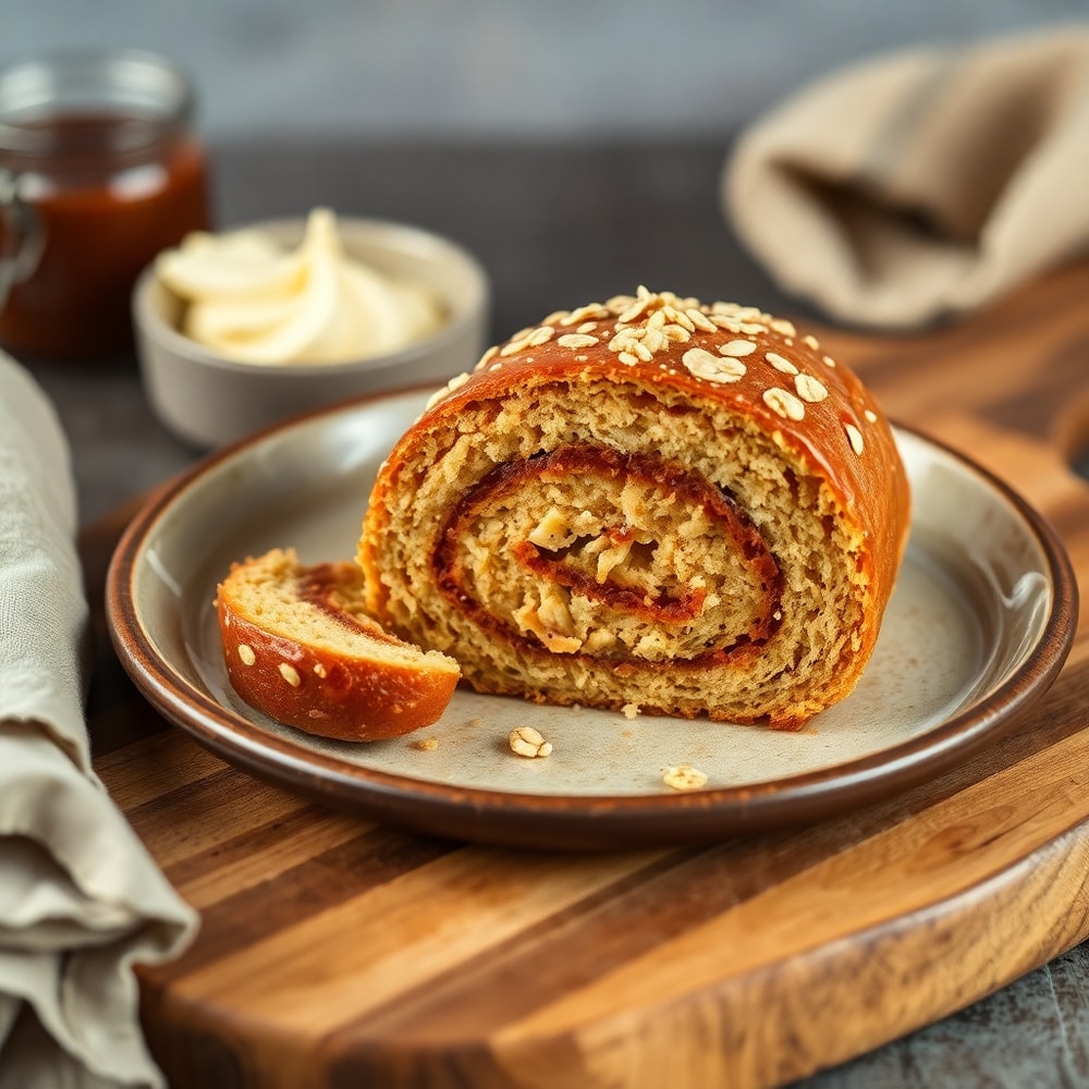 Oatmeal Molasses Rolls on a wooden board