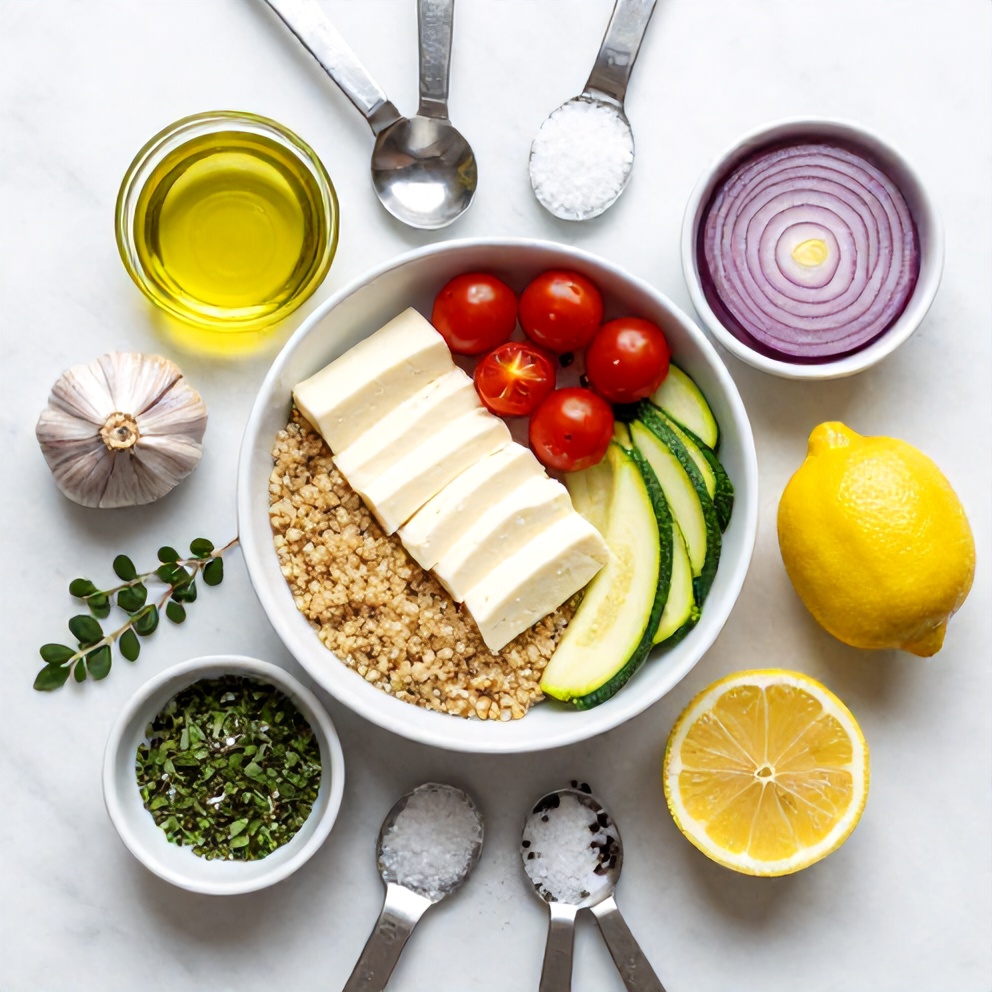Halloumi Greek Bowl Ingredients