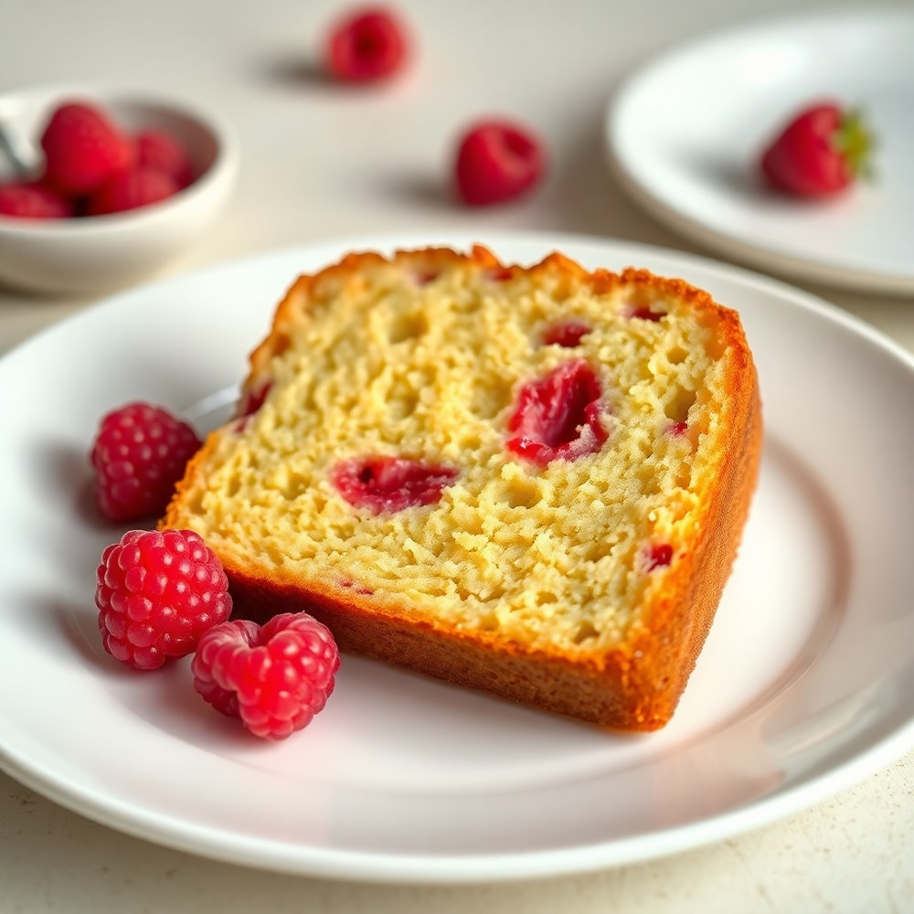 Slice of Raspberry Bread on a plate