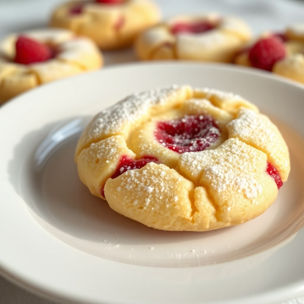 Plated Raspberry Lemon Cookies on a white plate