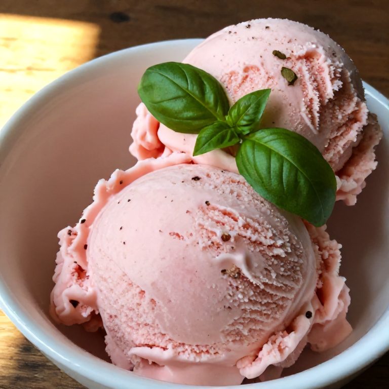 Roasted Strawberry Lime Basil Ice Cream