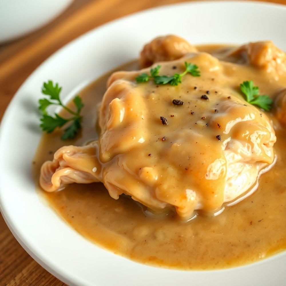 Slow Cooker Chicken and Gravy Served