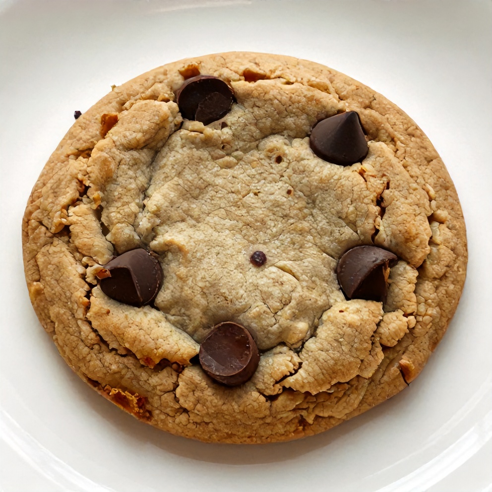 A single soft chewy chocolate chip zucchini cookie on a plate