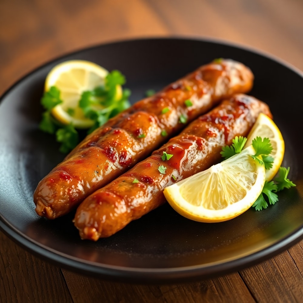 Plated South African Braai Boerewors with sides