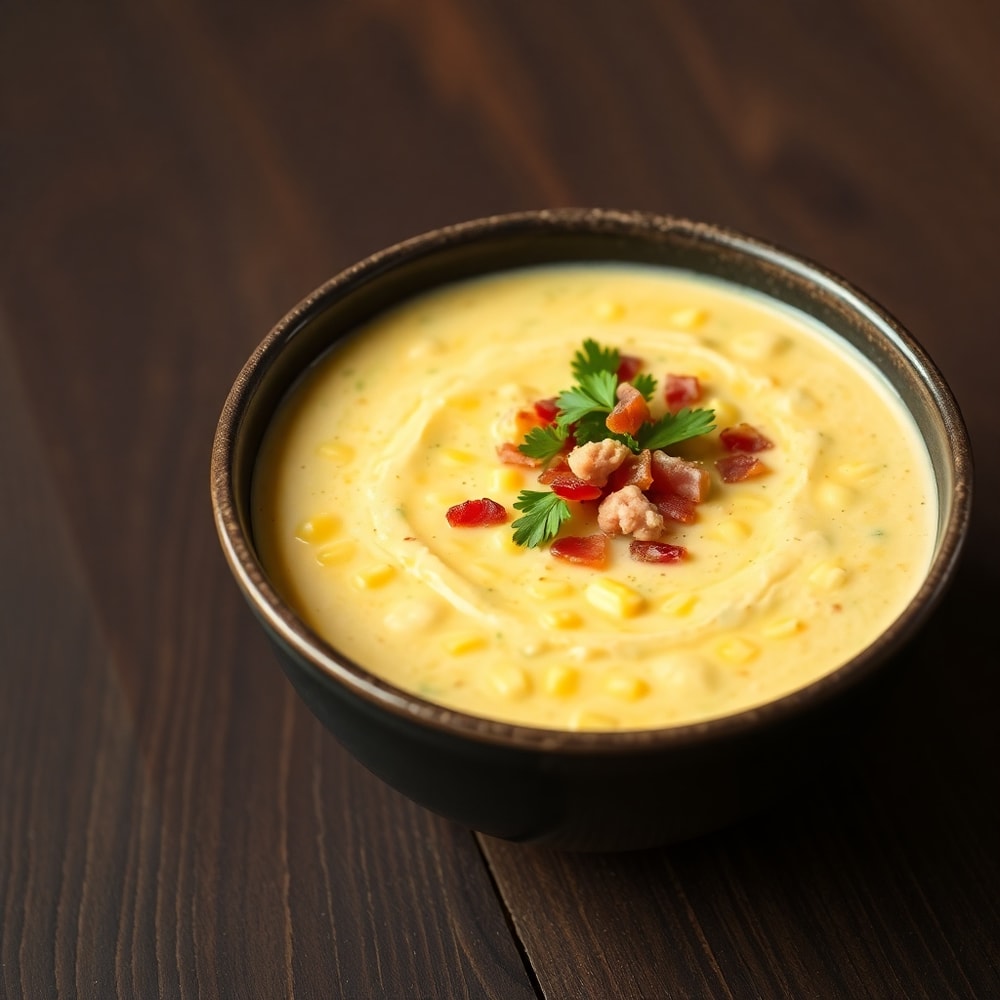 Bowl of Creamy Corn and Zucchini Chowder