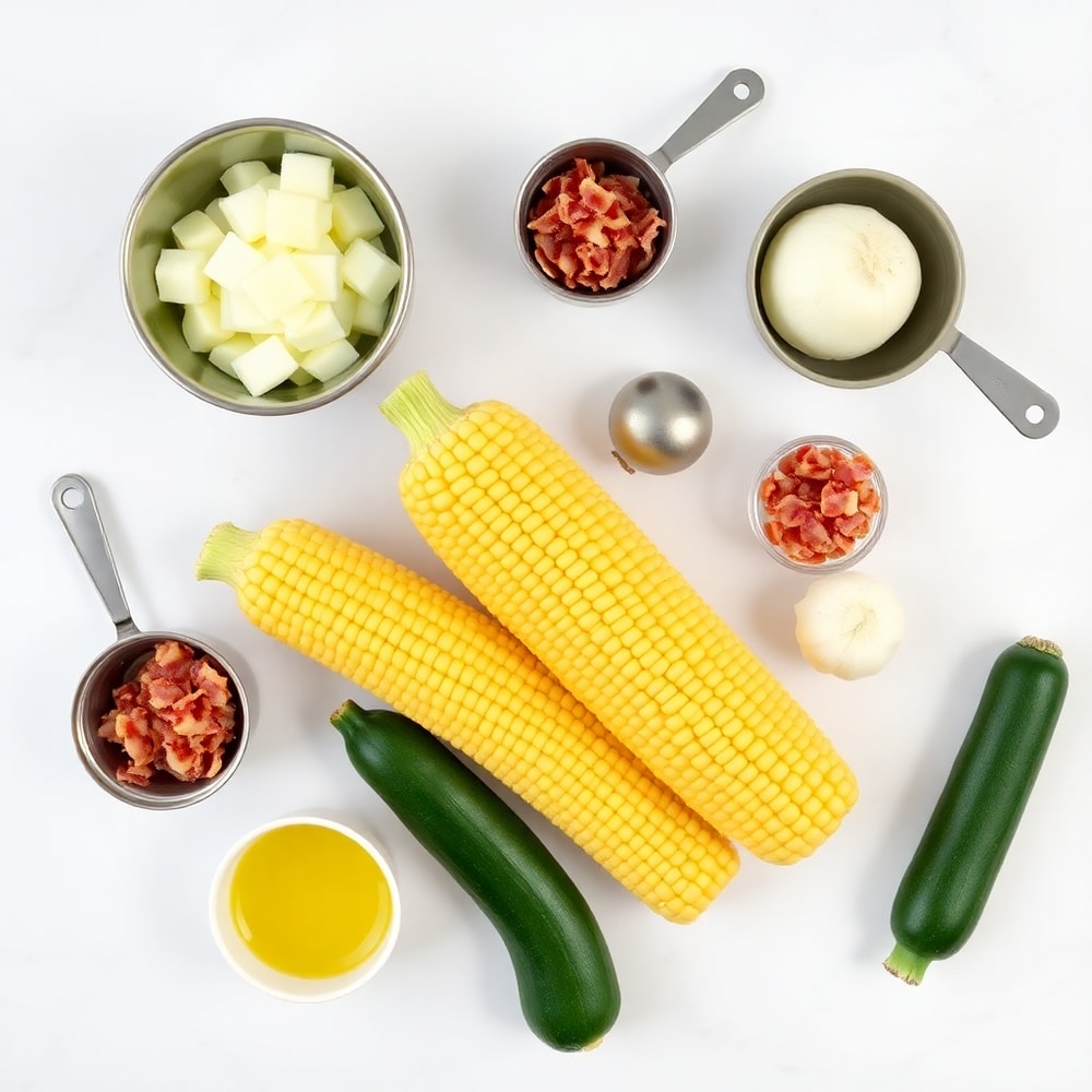 Raw Ingredients for Corn and Zucchini Chowder
