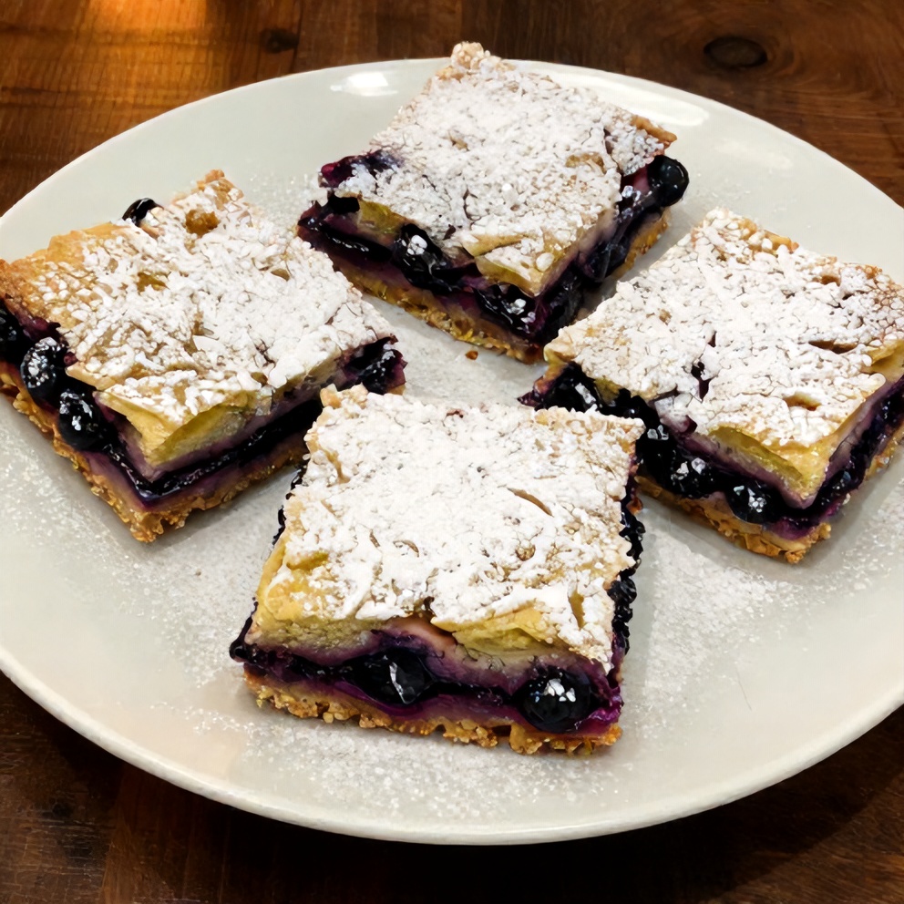 Tangy Blueberry Lemon Bars on a plate