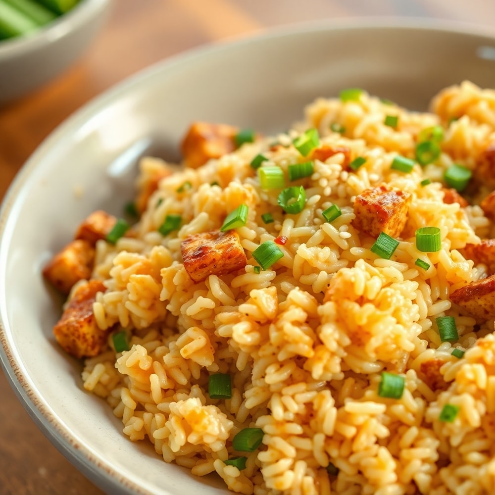 Teriyaki Tofu Rice Casserole Served